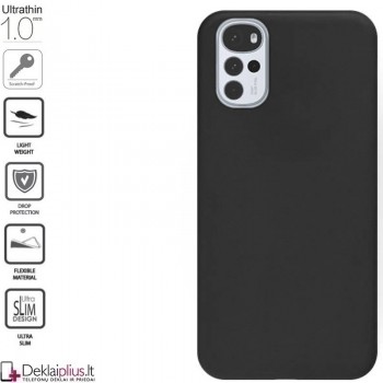 Silikoninis 1mm. storio dėklas - juodas (telefonams Motorola Moto G22)